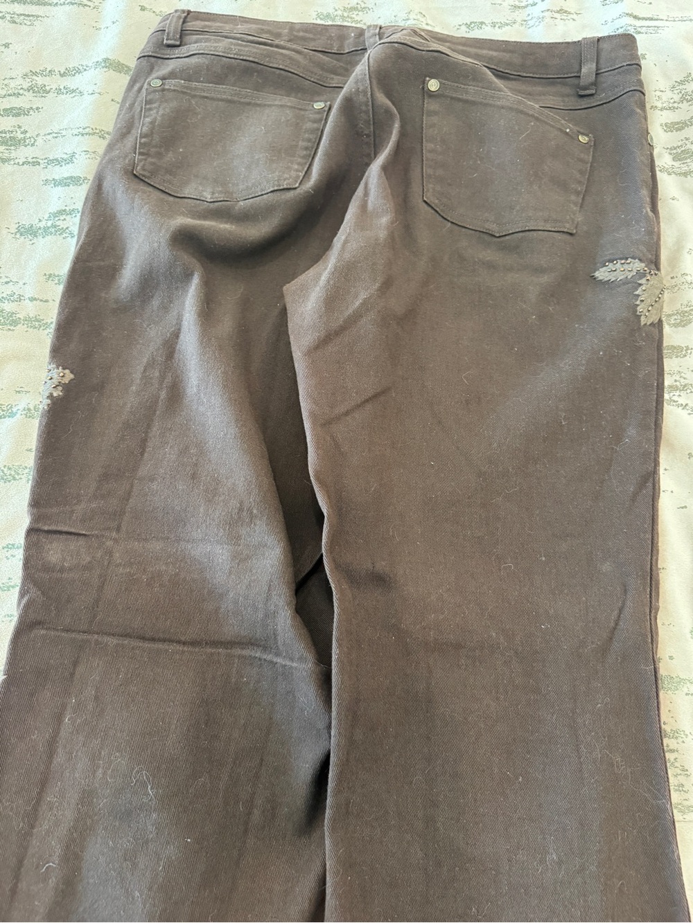 Willi Smith Brown Embroidered Wide-Leg Pants - Picture 2 of 4